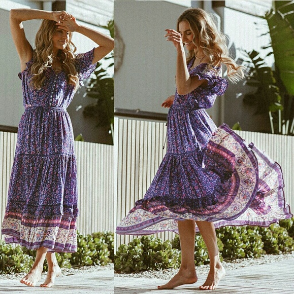 Spell Bravehearts dahlia maxi skirt purple haze M - Picture 2 of 8